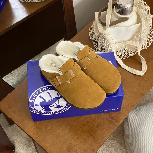 Birkenstock Boston Shearling Suede Leather - Picture 1 of 9